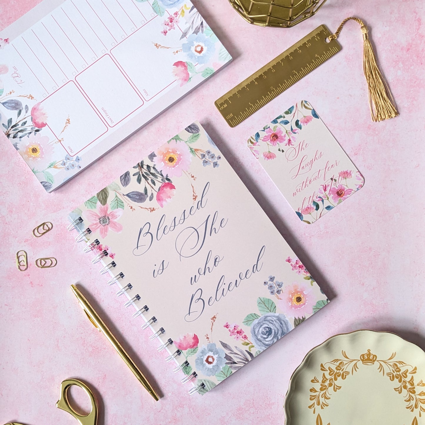 Blessed is She who Believed | Luke 1:45 | Personalised Journal | Christian Faith Stationery