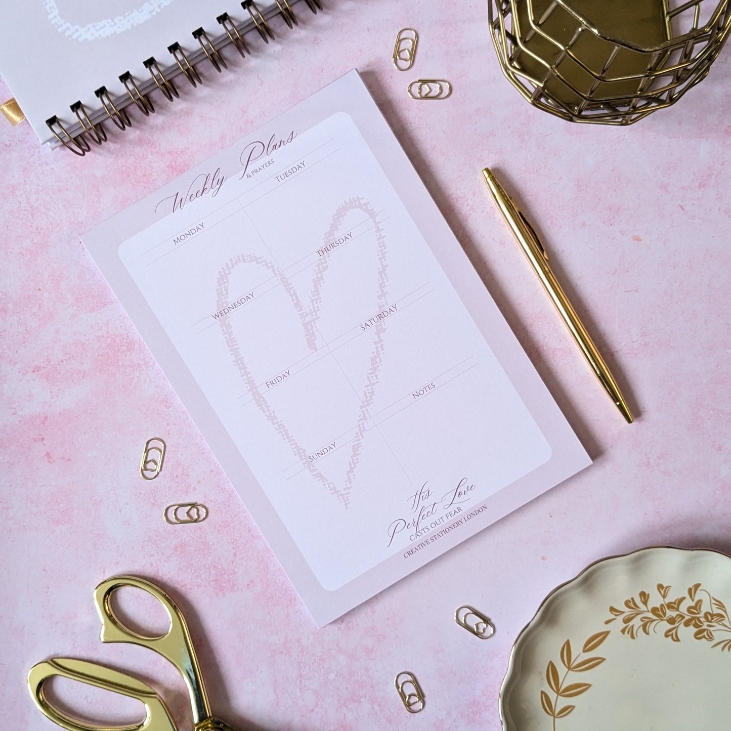 His Perfect Love Collection | A5 Weekly Pad | Christian Faith Stationery