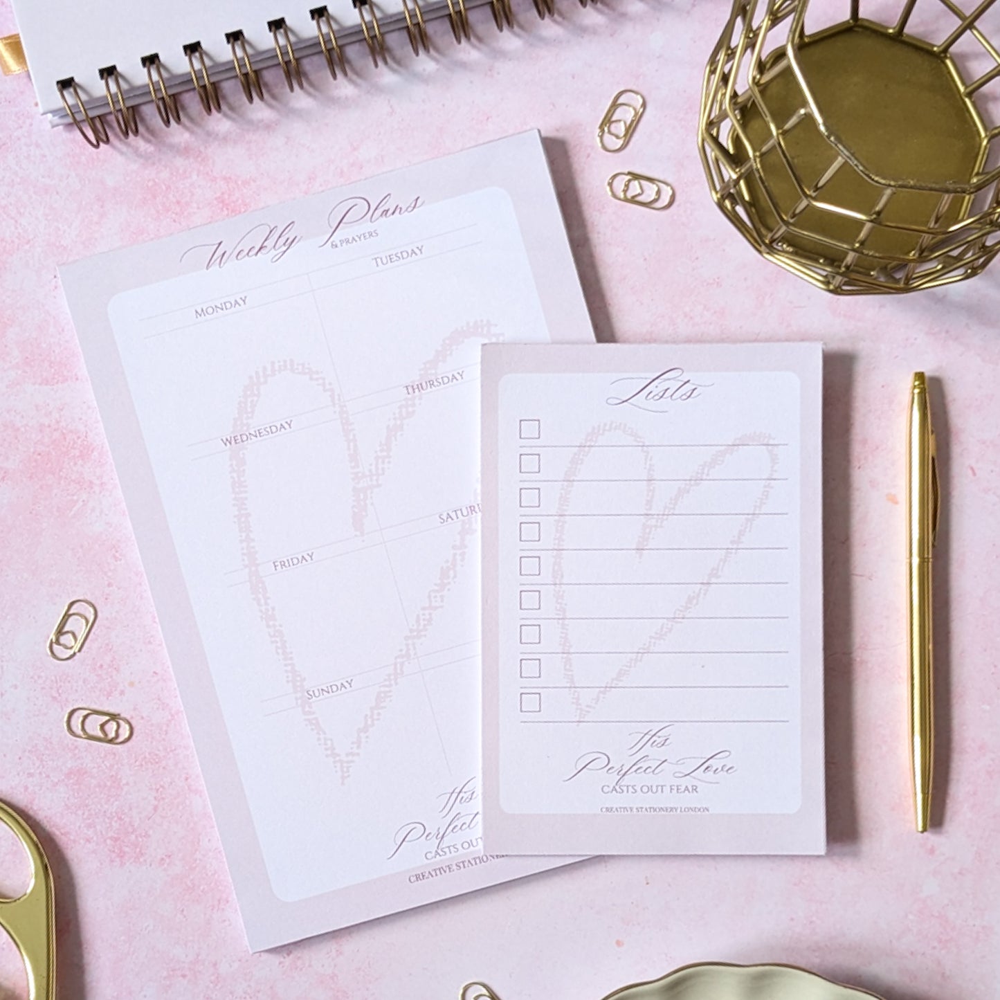 His Perfect Love Collection | A5 & A6 Stationery Pad Sets | Christian Faith Stationery