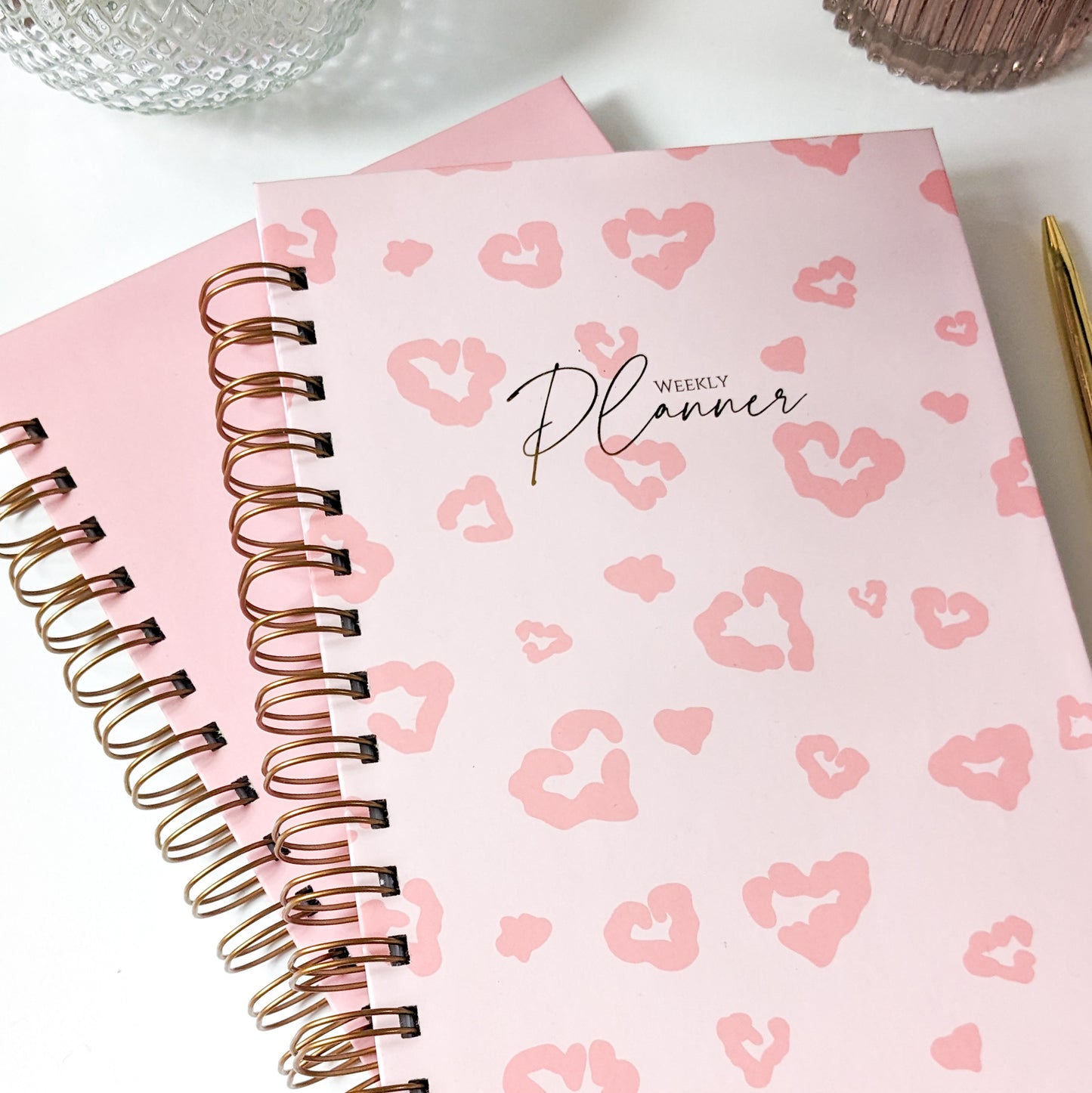 Personalised Undated Planner | Soft Leopard | Dusky Pink